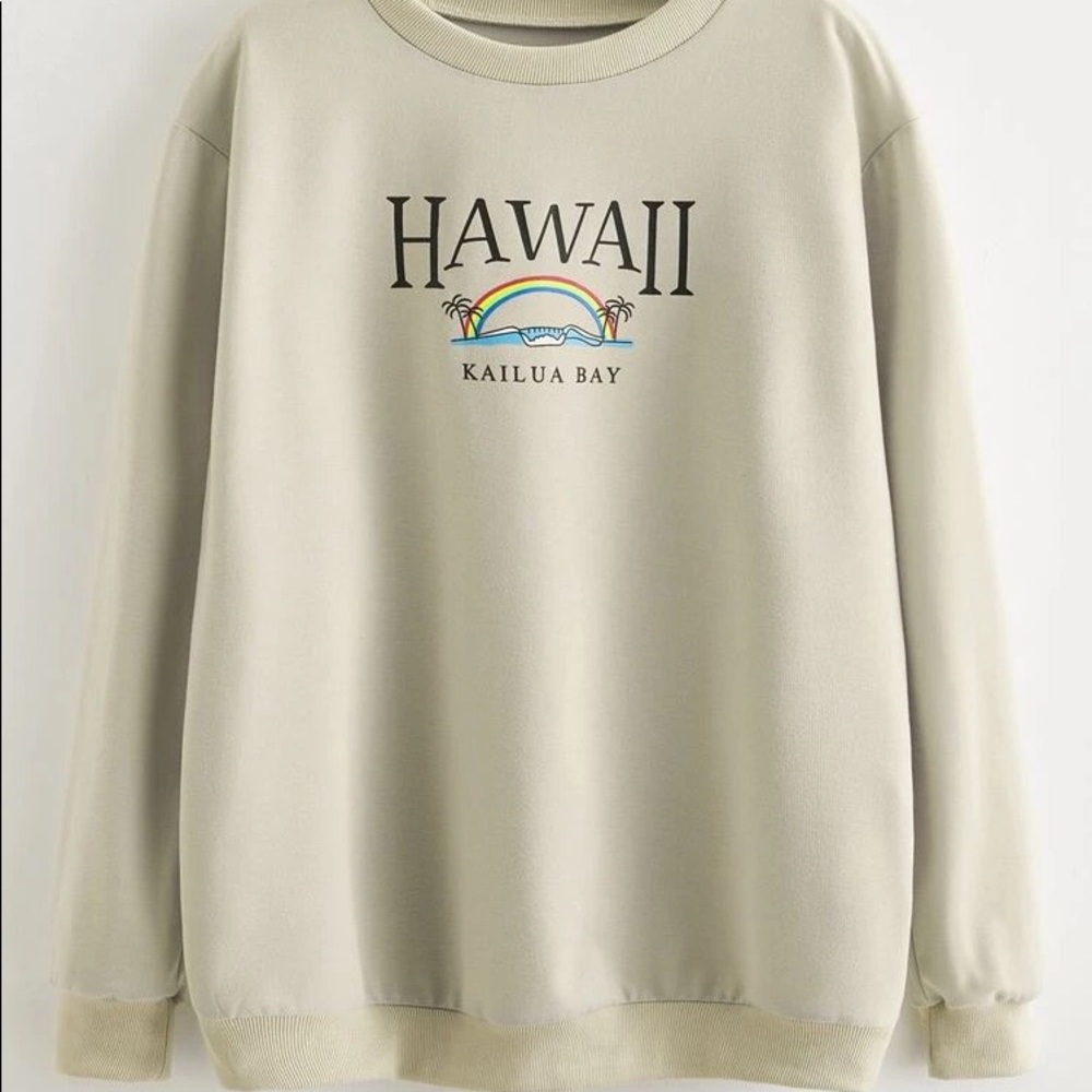 ROMWE Cream Kailua Bay Sweatshirt